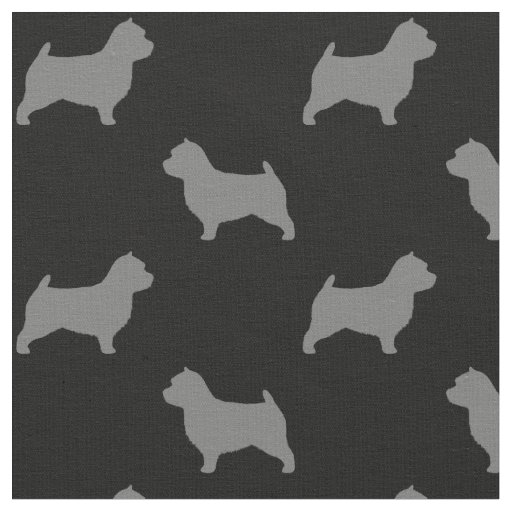 Norwich Terrier Dog Silhouettes Grey and Black Fabric