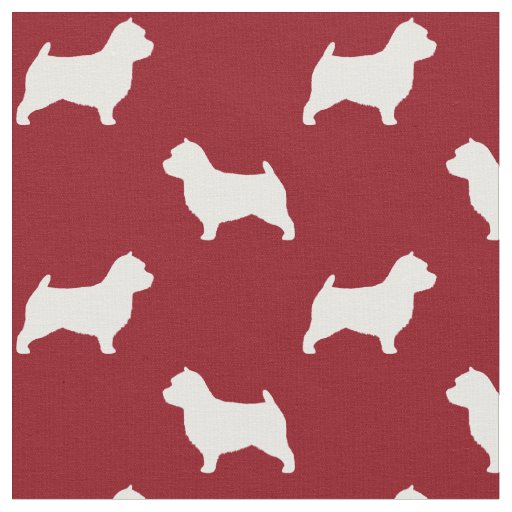Norwich Terrier Dog Silhouettes Red and White Fabric