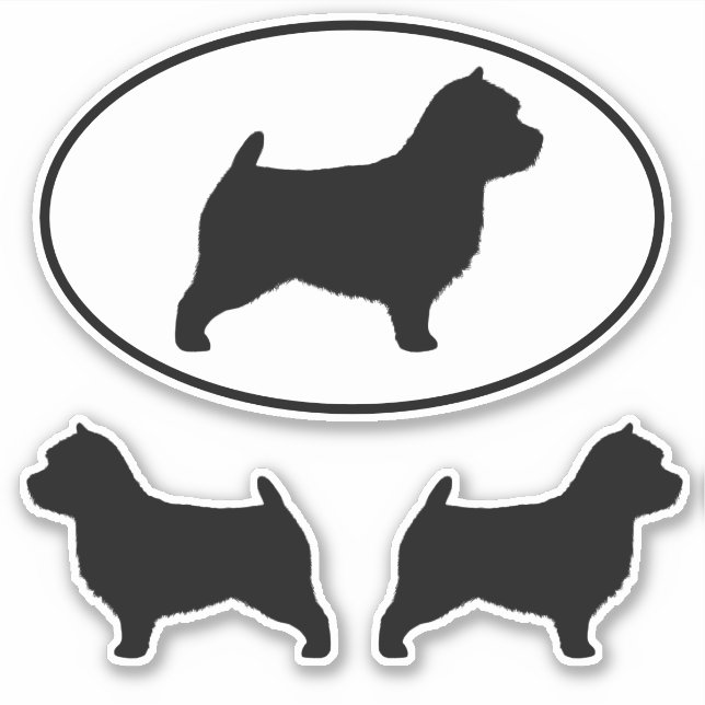 Norwich Terrier Dog Silhouettes Vinyl Sticker Set (Front)