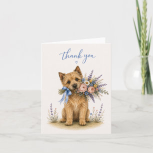 Norwich Terrier Flower Bouquet Thank You Card