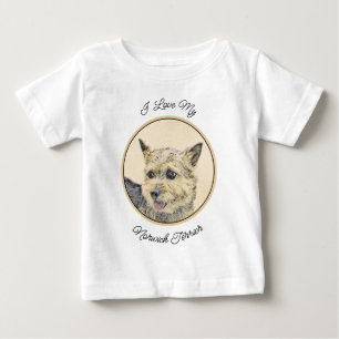 Norwich Terrier Painting - Cute Original Dog Art Baby T-Shirt