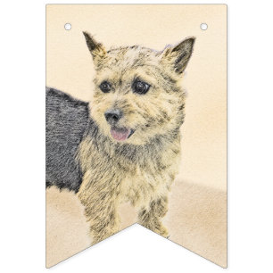 Norwich Terrier Painting - Cute Original Dog Art Bunting Flags