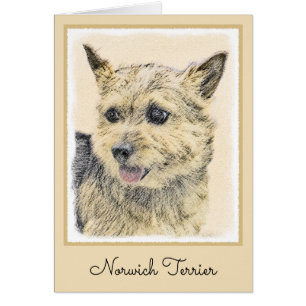Norwich Terrier Painting - Cute Original Dog Art Cards
