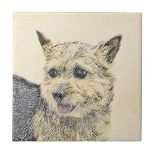 Norwich Terrier Painting - Cute Original Dog Art Ceramic Tile