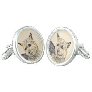Norwich Terrier Painting - Cute Original Dog Art Cufflinks