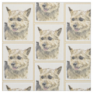 Norwich Terrier Painting - Cute Original Dog Art Fabric