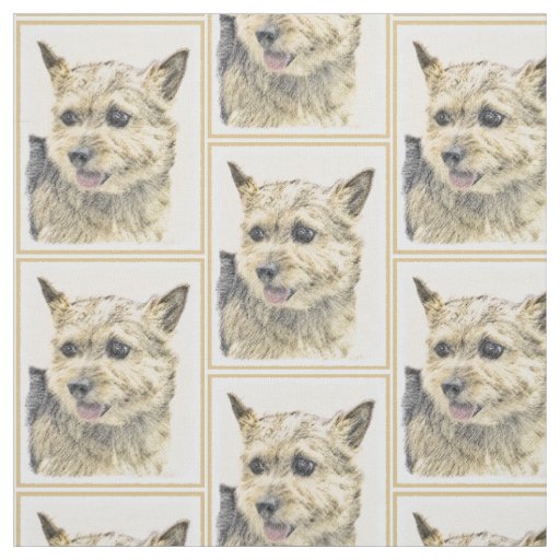 Norwich Terrier Painting - Cute Original Dog Art Fabric
