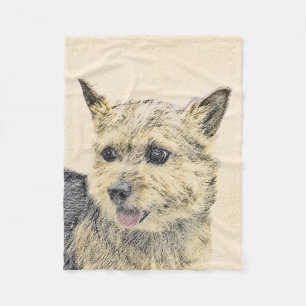 Norwich Terrier Painting - Cute Original Dog Art Fleece Blanket