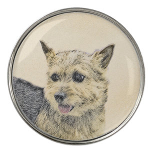 Norwich Terrier Painting - Cute Original Dog Art Golf Ball Marker