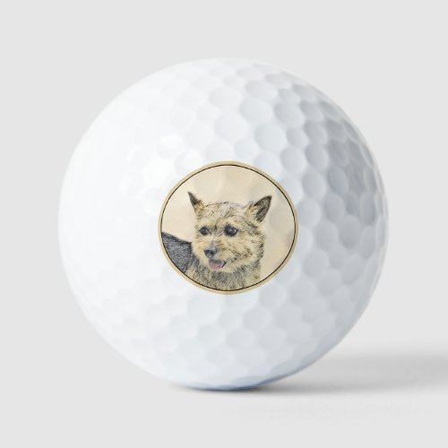 Norwich Terrier Painting _ Cute Original Dog Art Golf Balls