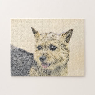 Norwich Terrier Painting - Cute Original Dog Art Jigsaw Puzzle