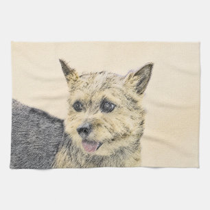 Norwich Terrier Painting - Cute Original Dog Art Kitchen Towel