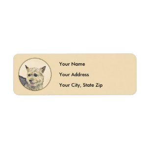 Norwich Terrier Painting - Cute Original Dog Art Label