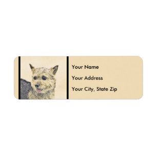 Norwich Terrier Painting - Cute Original Dog Art Label