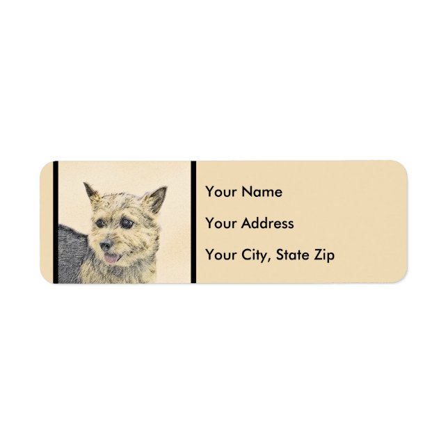 Norwich Terrier Painting - Cute Original Dog Art Label (Front)