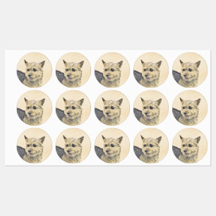 Norwich Terrier Painting - Cute Original Dog Art Labels