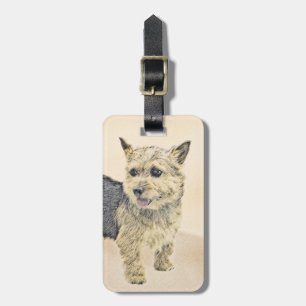 Norwich Terrier Painting - Cute Original Dog Art Luggage Tag