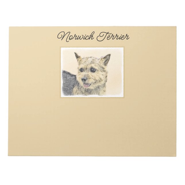 Norwich Terrier Painting - Cute Original Dog Art N Notepad (Front)