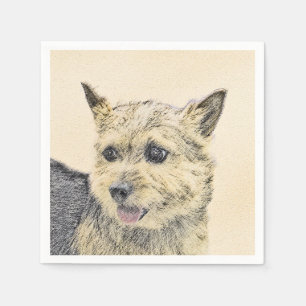 Norwich Terrier Painting - Cute Original Dog Art Napkins