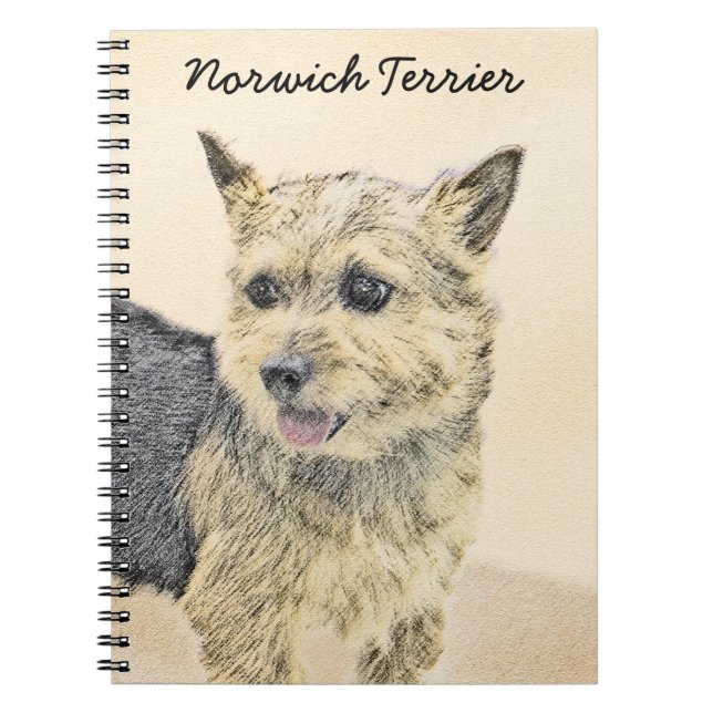 Norwich Terrier Painting - Cute Original Dog Art Notebook (Front)