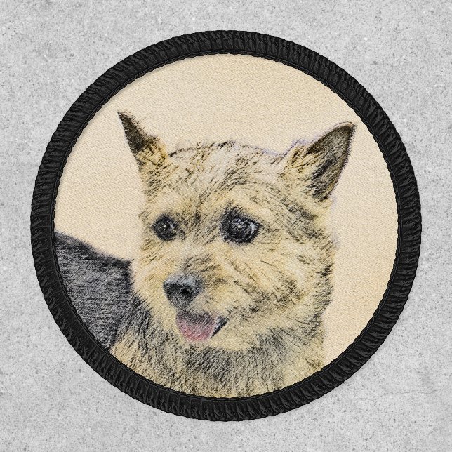 Norwich Terrier Painting - Cute Original Dog Art Patch (Front)