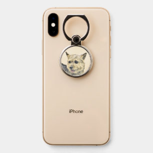 Norwich Terrier Painting - Cute Original Dog Art Phone Ring Stand