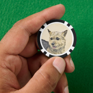 Norwich Terrier Painting - Cute Original Dog Art Poker Chips
