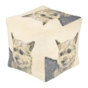 Norwich Terrier Painting - Cute Original Dog Art Pouf