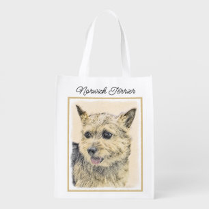 Norwich Terrier Painting - Cute Original Dog Art R Grocery Bag