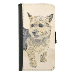 Norwich Terrier Painting - Cute Original Dog Art Wallet Phone Case For Samsung Galaxy S5