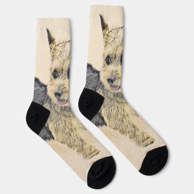 Norwich Terrier Painting - Cute Original Dog Art Socks (Right)