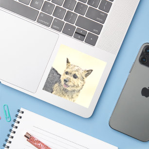Norwich Terrier Painting - Cute Original Dog Art Sticker