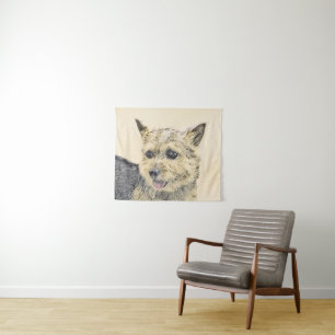 Norwich Terrier Painting - Cute Original Dog Art Tapestry