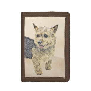 Norwich Terrier Painting - Cute Original Dog Art Tri-fold Wallet