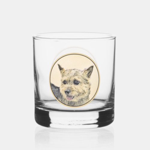 Norwich Terrier Painting _ Cute Original Dog Art Whiskey Glass