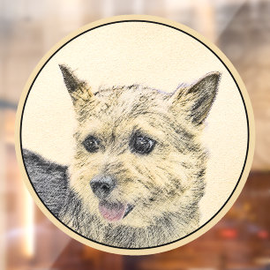 Norwich Terrier Painting - Cute Original Dog Art Window Cling