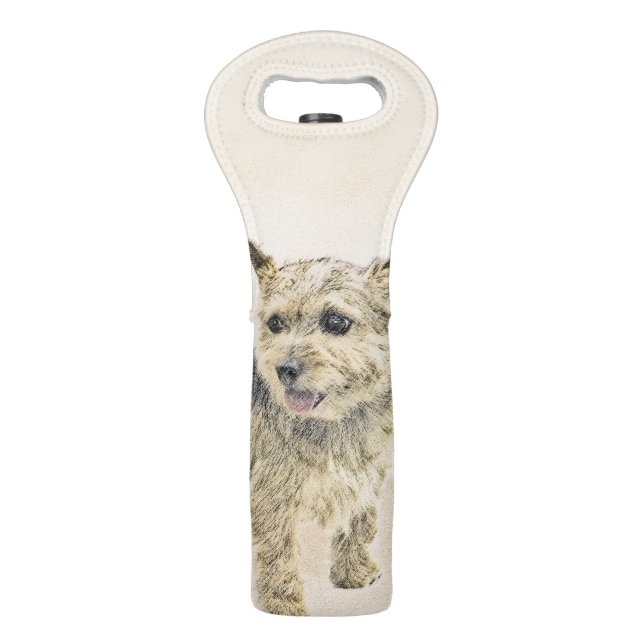 Norwich Terrier Painting - Cute Original Dog Art Wine Bag (Front)