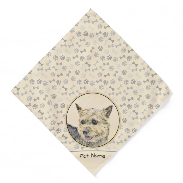 Norwich Terrier Painting Cute Original Pet Dog Art Bandana (Front)