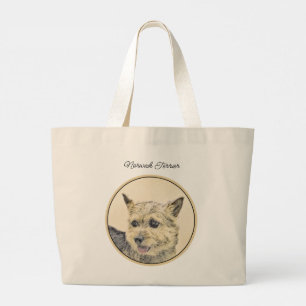 Norwich Terrier Painting Cute Original Pet Dog Art Large Tote Bag