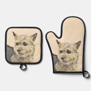 Norwich Terrier Painting Cute Original Pet Dog Art Oven Mitt & Pot Holder Set