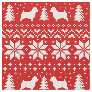 Norwich Terrier Silhouettes Dog Christmas Holiday Fabric