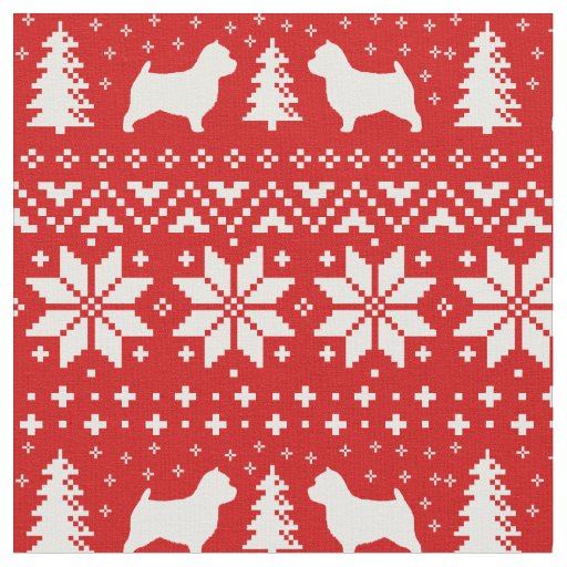 Norwich Terrier Silhouettes Dog Christmas Holiday Fabric