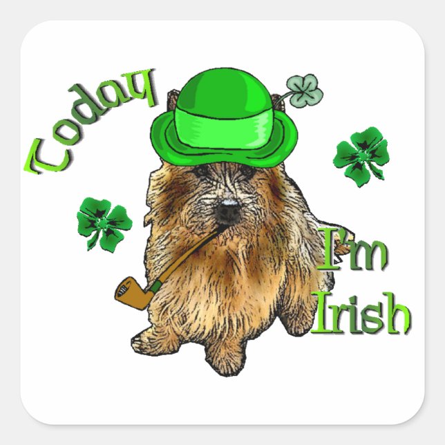 Norwich Terrier St Patricks Square Sticker (Front)
