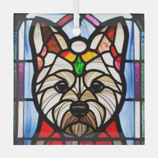 Norwich Terrier "Stained Glass" Glass Ornament (Front)