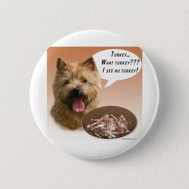 Norwich Terrier Turkey Pinback Button (Front)