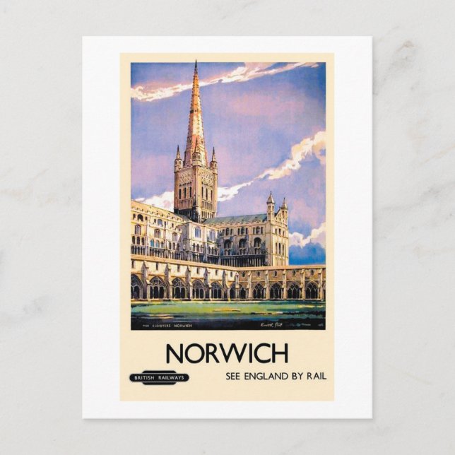 Norwich train advertising poster postcard (Front)