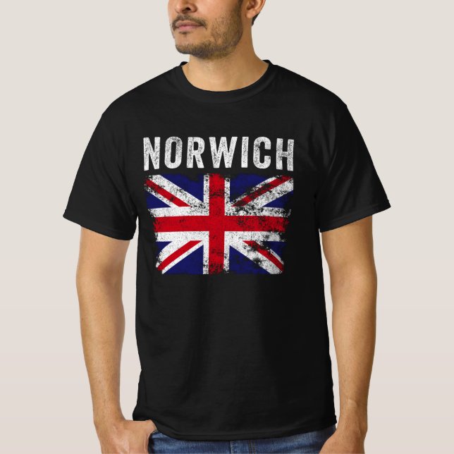 Norwich UK Flag England Souvenir T-Shirt (Front)