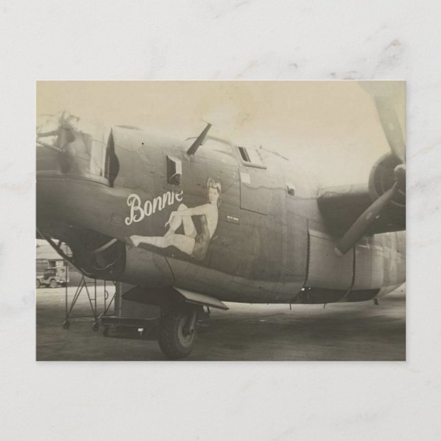 Nose art on a B24 Liberator Postcard (Front)