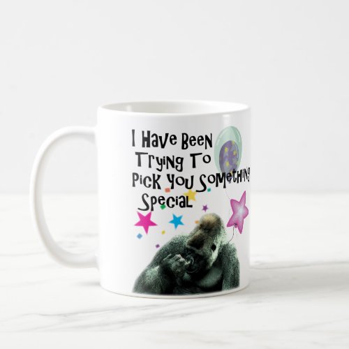 nose picking funny gorilla birthday coffee mug