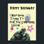 nose picking funny gorilla birthday postcard<br><div class="desc">This Funny nose picking Gorilla Humor Birthday Gift is perfect for any birthday star who has a great sense of humor! We know you picked REAL hard!! LOL</div>